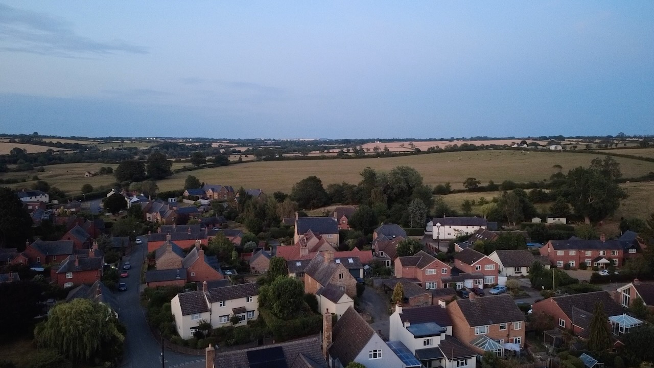 Aerial view of Braybrooke village